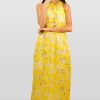 Yellow And White High Neck Floral Maxi Dress
