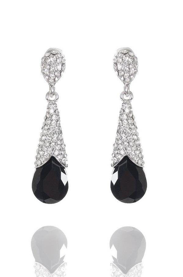 Black Drop Jewel Earrings