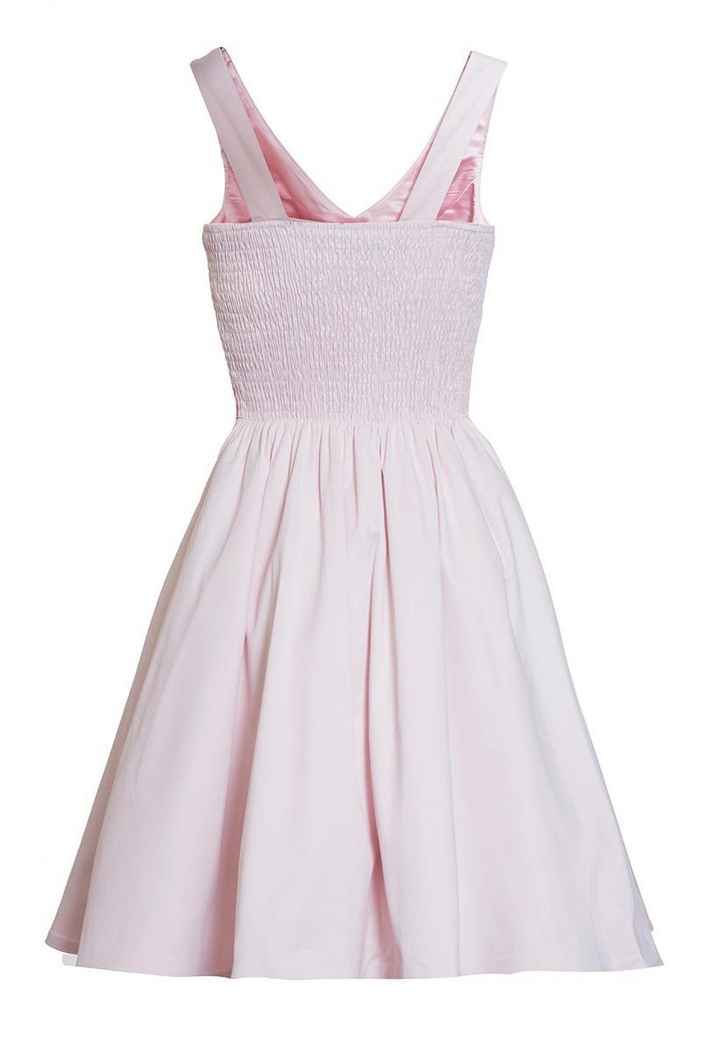 Pale Pink Satin Floral Print Skater Dress
