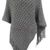 Grey Sequin Ribbed Poncho