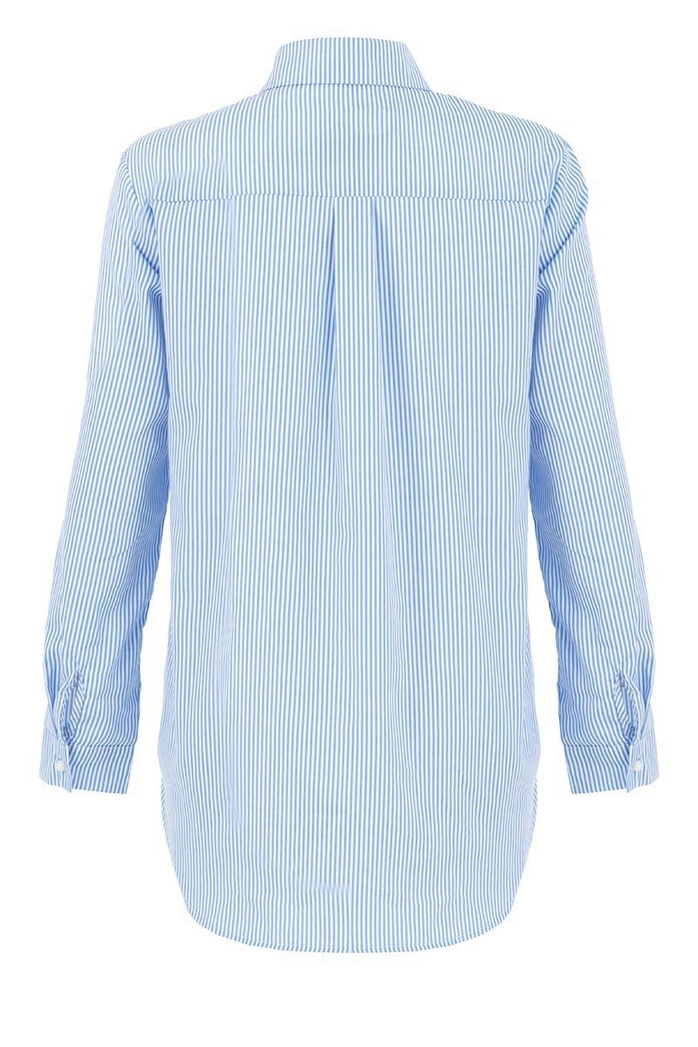 Blue and White Stripe Cotton Pearl Detail Shirt