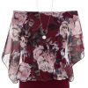 Berry and White Floral Print Bubble Top