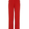 Red Crepe High Waist Palazzo Trousers