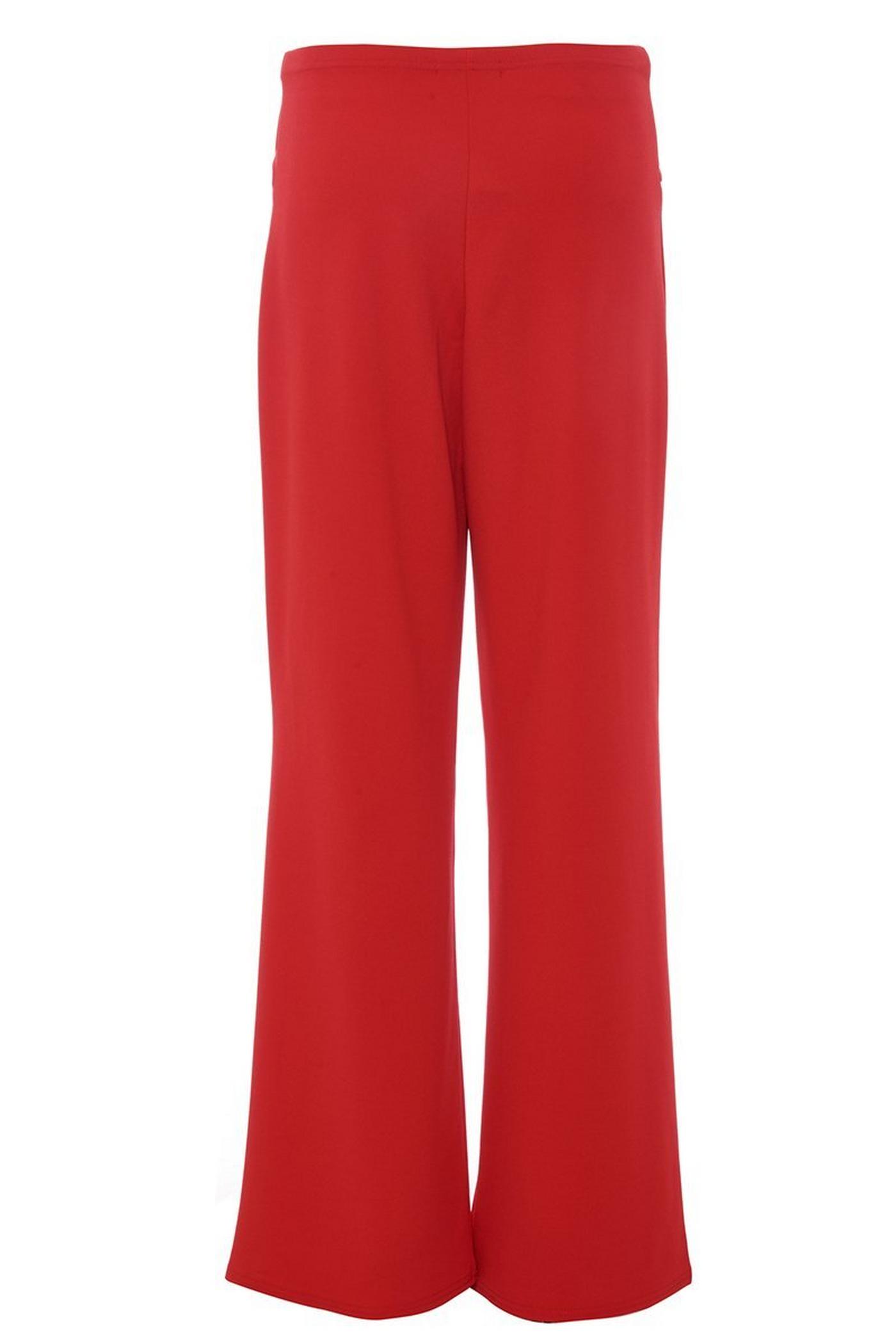 Red Crepe Tie Belt Palazzo Trousers