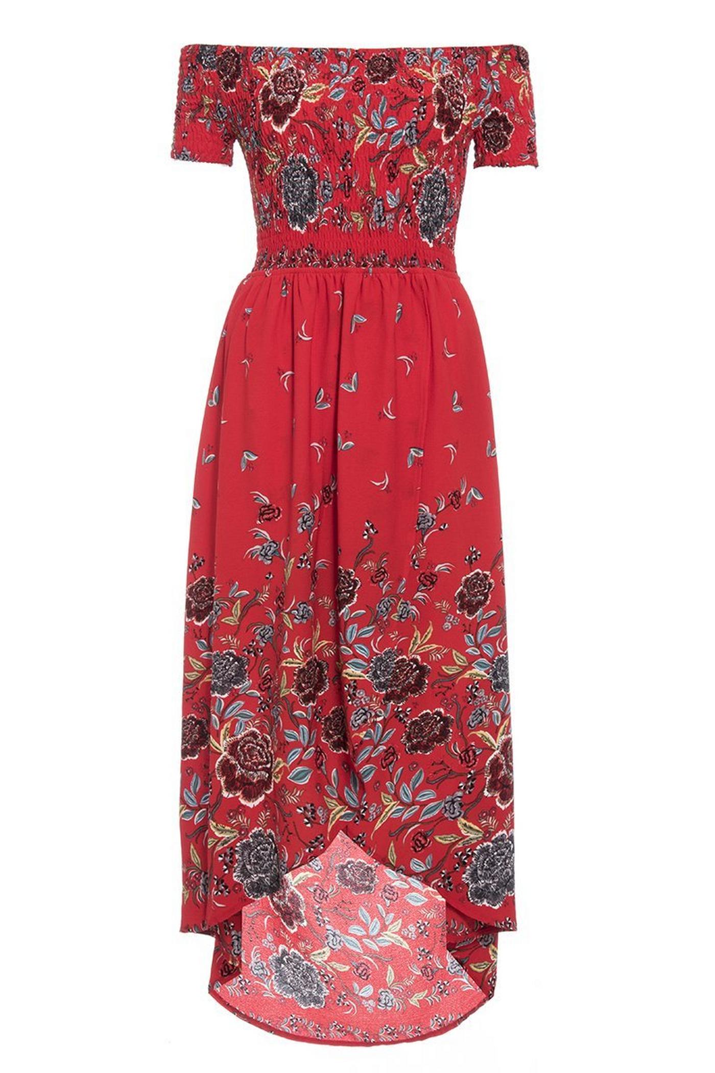 Red Floral Print Wrap Maxi Dress