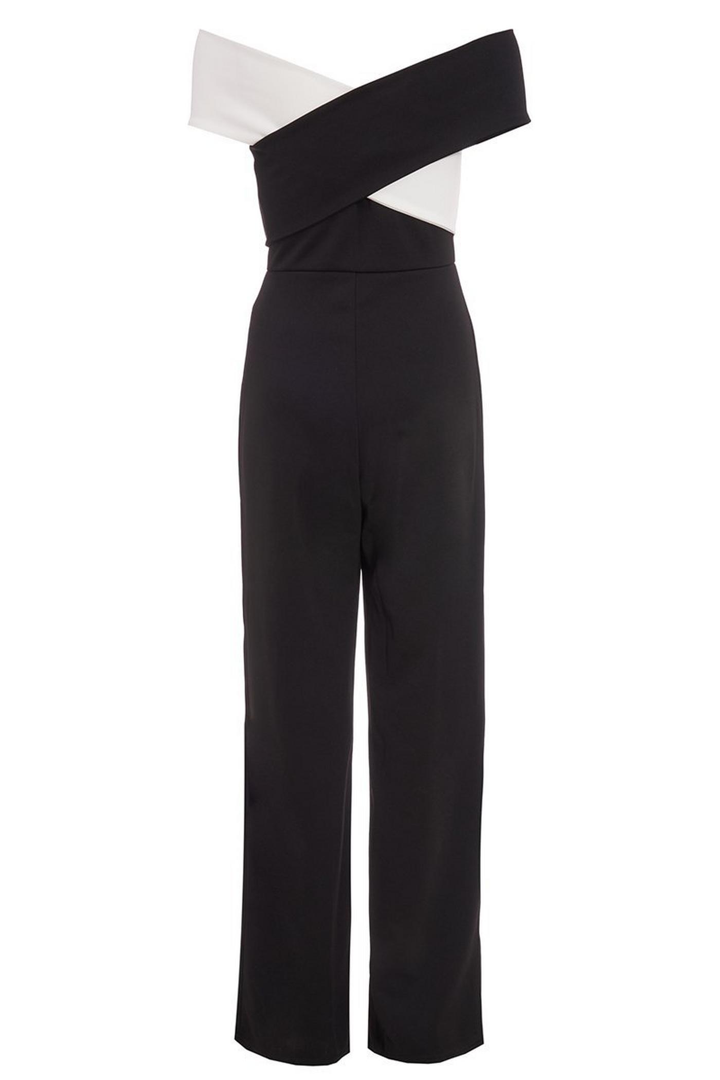 Black And White Cross Over Palazzo Jumpsuit