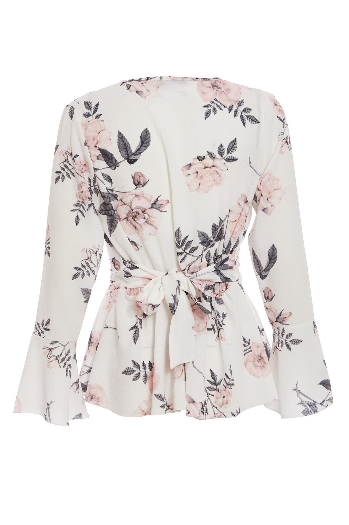 Cream and Pink Floral Long Sleeve Top