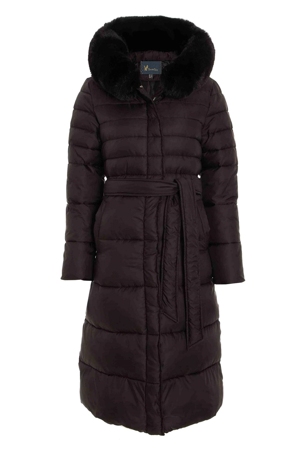 Black Padded Faux Fur Hooded Coat