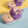 Baby Girl Purple and Cream Faux Fur Single Strap Ankle Winter Boots
