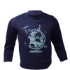 Dark Blue World Globe Printed Sweatshirt