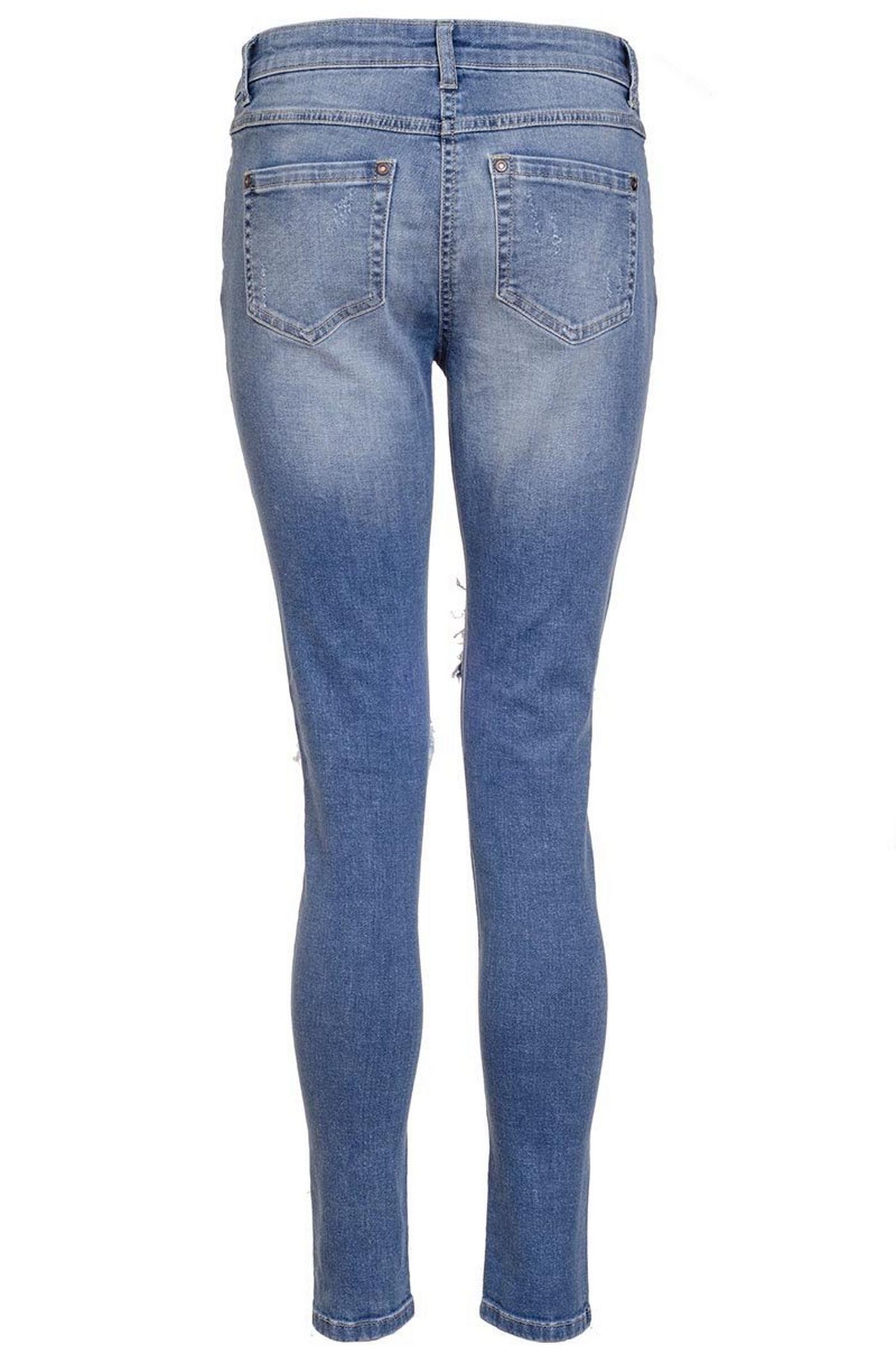 Blue Faded Denim Ripped Skinny Jeans