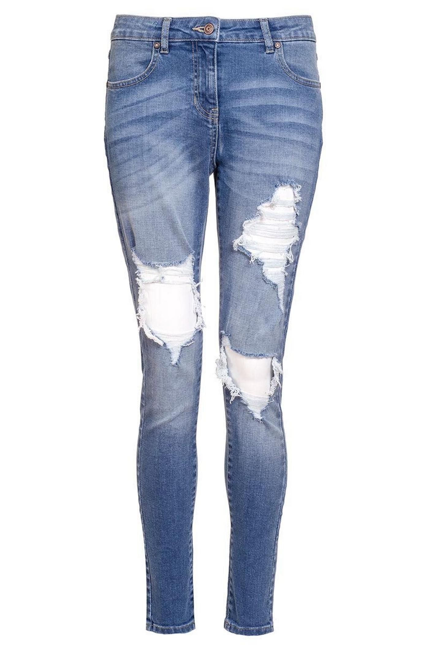 Blue Faded Denim Ripped Skinny Jeans
