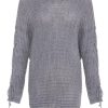 Light Grey Knitted Batwing Sleeve Jumper