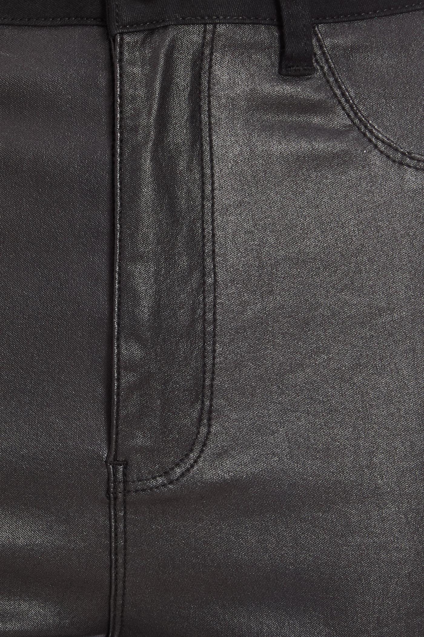 Black Faux Leather Denim Skinny Jeans
