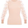 Pink Lace Puff Sleeve Jumper