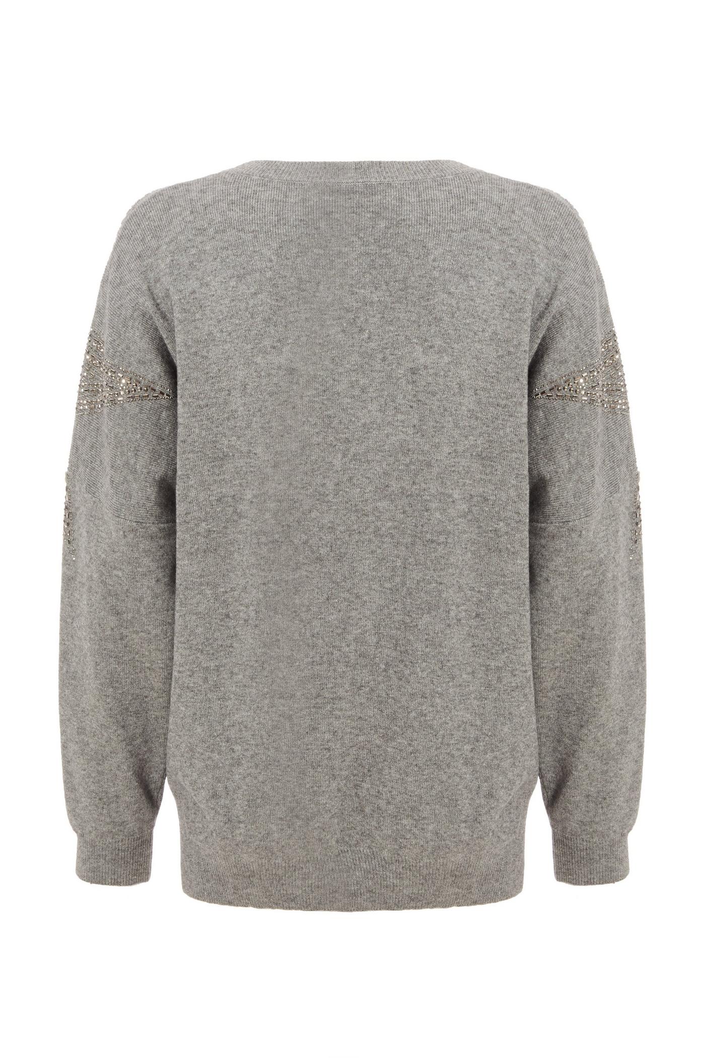 Grey Embellished Knitted Jumper