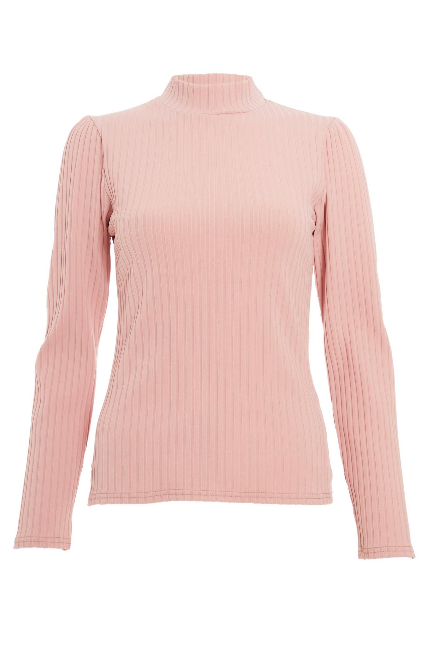 Pink Knit Turtle Neck Top